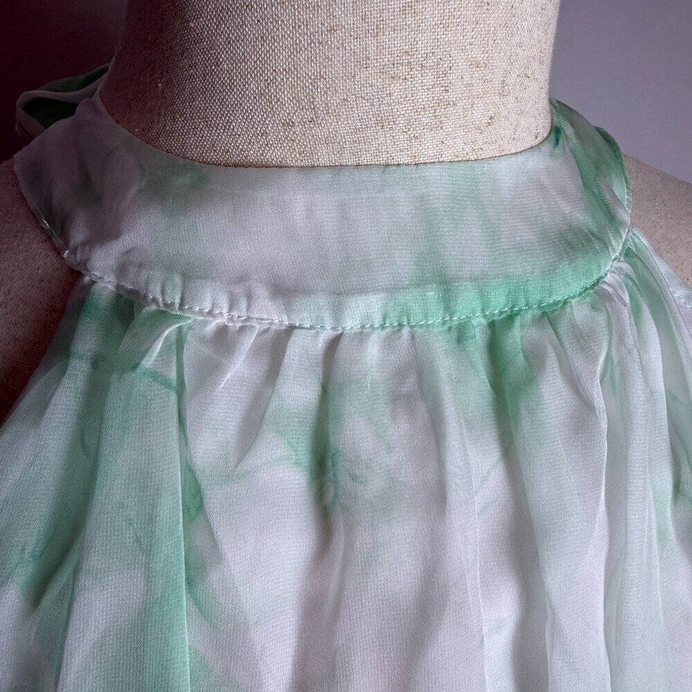 Cato Mint Green & White Floral Halter Neck Dress Sz L Easter Spring Knee Length - Picture 4 of 16